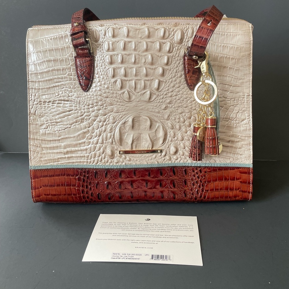 Brahmin - 🆕 with tags! Anywhere tote - linen tri-color